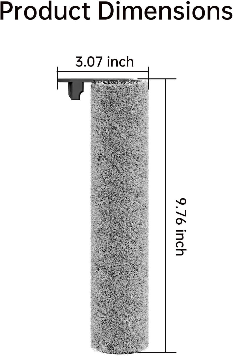 JONR S20 Pro roller brush dimensions 3.07 by 9.76 inches
