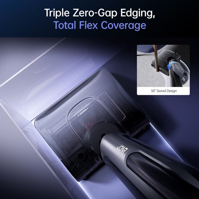 JONR H2 zero-gap edge cleaning along wall with 50-degree swivel head