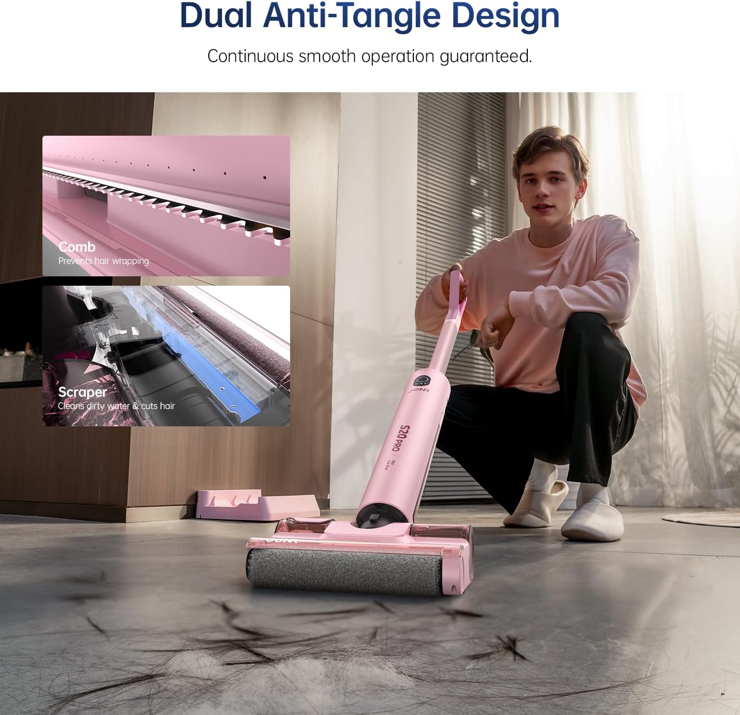 180° Lay-Flat Wet Dry Vacuum Under Furniture | JONR S20 Pro